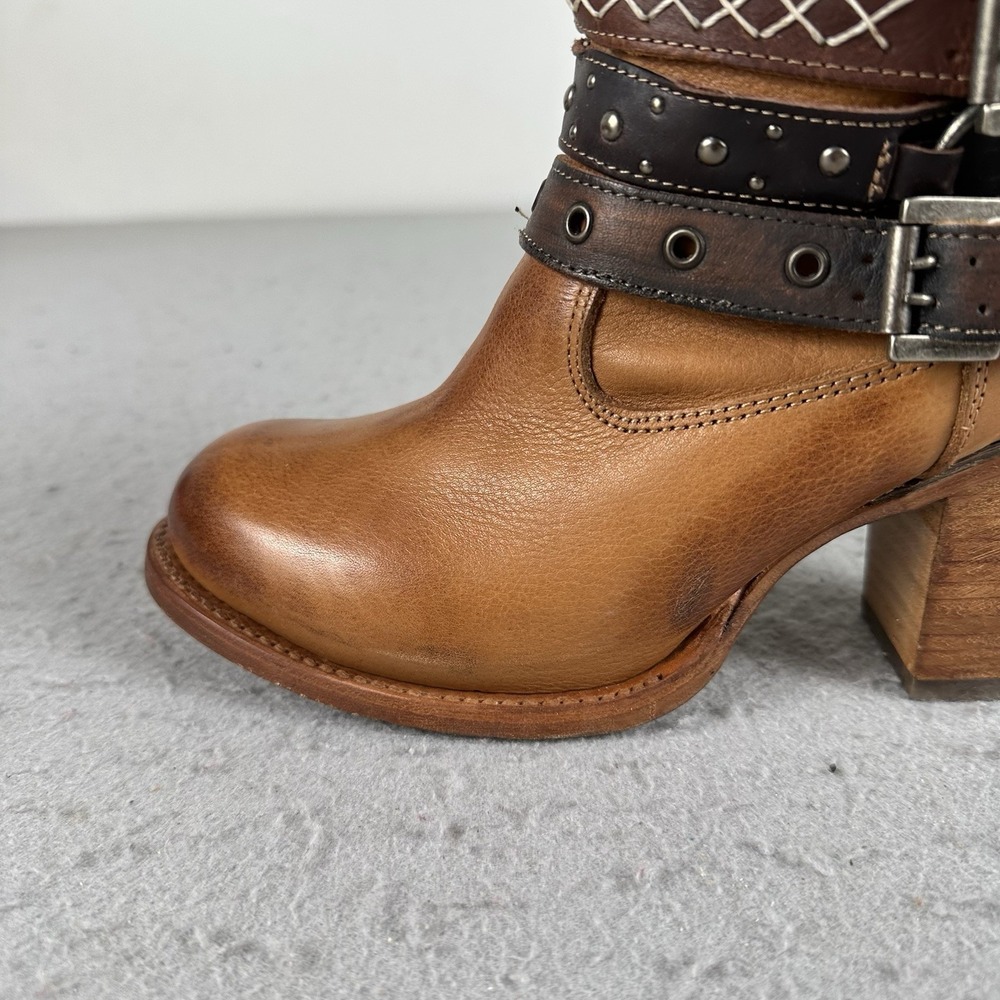 Freebird By Steven Blaine Slouch Ankle Boots Buckle Heel Brown Women's 7 - Picture 8 of 16